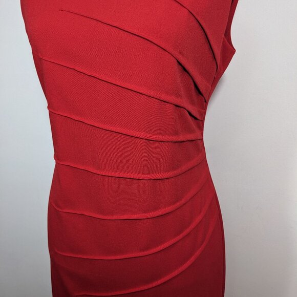 Calvin Klein Women’s Sz 6 Red Sleeveless Sunburst Sheath Dress Style #CD3X1LC7 - Picture 3 of 9